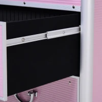 HOMCOM Professional Rolling Full Makeup Travel Train Case, Large Storage Cosmetic Trolley with Folding Trays, Drawer and Locks, Bubblegum Pink(m-12)