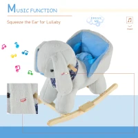 Qaba Kids Ride-On Rocking Horse Toy Bunny Rocker with Fun Play Music & Soft Plush Fabric for Children 18-36 Months(m-5)