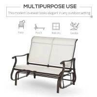 Outsunny 47" Cream White Outdoor Gliding Bench, Double Patio Glider Chair, Smooth Rocking Armchair for Garden, Porch(m-5)