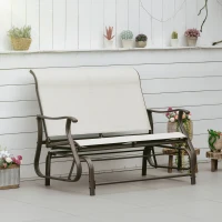 Outsunny 47" Cream White Outdoor Gliding Bench, Double Patio Glider Chair, Smooth Rocking Armchair for Garden, Porch(m-1)