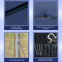 Outsunny 10' x 10' Pop Up Canopy Tent with Netting, Instant Gazebo, Ez up Screen House Room with Carry Bag, Height Adjustable, for Outdoor, Garden, Patio, Blue(m-6)