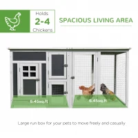 PawHut 32" Luxury Large Wooden Outdoor Open Covered Chicken Coop House with Run and Nesting Box - Gray and White(m-4)