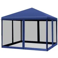 Outsunny 10' x 10' Pop Up Canopy Tent with Netting, Instant Gazebo, Ez up Screen House Room with Carry Bag, Height Adjustable, for Outdoor, Garden, Patio, Blue(m-1)