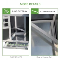 PawHut 32" Luxury Large Wooden Outdoor Open Covered Chicken Coop House with Run and Nesting Box - Gray and White(m-7)