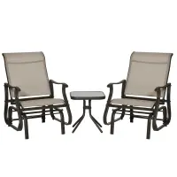 Outsunny Outdoor Gliding Chairs Set Durable Compact for Patio, Bistro Tea Time, Perfect for Couples & Families, Gray(m-12)