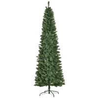 HOMCOM 7.5ft Unlit Slim Fir Artificial Christmas Tree with Realistic Branches, Holiday Indoor Decoration with 1075 Tips(m-10)