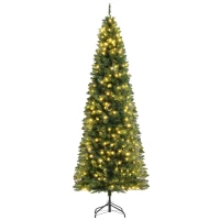 HOMCOM 7.5ft Tall Pre-Lit Slim Douglas Fir Artificial Christmas Tree with Realistic Branches, 350 Warm White LED Lights and 1075 Tips(m-9)