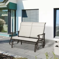 Outsunny 47" Cream White Outdoor Gliding Bench, Double Patio Glider Chair, Smooth Rocking Armchair for Garden, Porch(m-7)