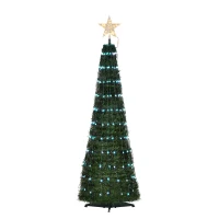 Outsunny 4.5' Tall Pre-lit Slim Artificial Outdoor Christmas Tree Easy Assembly Pull Up Pop Out Yard Decoration with 176 Multi-Color LED Lights(m-11)