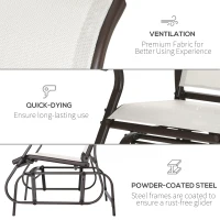Outsunny 47" Cream White Outdoor Gliding Bench, Double Patio Glider Chair, Smooth Rocking Armchair for Garden, Porch(m-4)