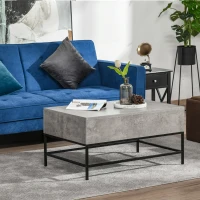 HOMCOM Modern Lift Top Coffee Table with Hidden Storage Compartment and Metal Legs, for Living Room, Home Office, Grey(m-7)
