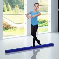 Soozier 8FT Folding Floor Balance Beam WOOD CORE Gymnastic Training Low Height Beam with Suede Surface (Blue)(m-1)