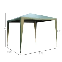 Outsunny 9x9 Ft Portable Canopy Party Tent Gazebo for Weddings Parties Outdoor Sunshade with Dressed Legs, Green(m-3)
