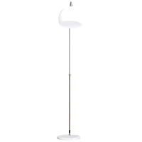 HOMCOM Arc Floor Lamp,Metal Standing Lamp, with 350° Flexible Lampshade, Adjustable Pole, and Marble Round Base for Living, Office, Bedroom, White/Silver(m-10)