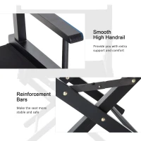 Outsunny 21.25" Wooden Directors Folding Canvas Chair Collapsible Portable Chair High-end Lounge Chair Beach Chair Oxford Fabric Fishing Seat Cinema Use Black Frame w/ Black Color Replacement Cover(m-6)