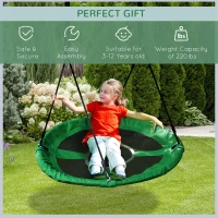 HOMCOM 39" Saucer Swing Round Tree Hanging Swing Outdoor Rope Swing Flying Platform Attaches to Tree or Existing Swing Set Kids Backyard Playground Hammock Heavy Duty Black(m-4)