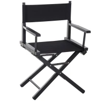 Outsunny 21.25" Wooden Directors Folding Canvas Chair Collapsible Portable Chair High-end Lounge Chair Beach Chair Oxford Fabric Fishing Seat Cinema Use Black Frame w/ Black Color Replacement Cover(m-1)