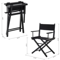Outsunny 21.25" Wooden Directors Folding Canvas Chair Collapsible Portable Chair High-end Lounge Chair Beach Chair Oxford Fabric Fishing Seat Cinema Use Black Frame w/ Black Color Replacement Cover(m-3)