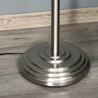 HOMCOM Standing Floor Lamp Tall Pole Light with Shade, Metal Round Base Adjustable Support Pole, E26 Bulb Base, for Bedroom, Living Room, Office, Silver/Beige(m-15)