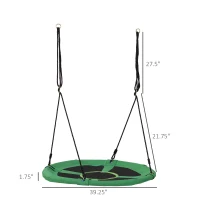 HOMCOM 39" Saucer Swing Round Tree Hanging Swing Outdoor Rope Swing Flying Platform Attaches to Tree or Existing Swing Set Kids Backyard Playground Hammock Heavy Duty Black(m-3)