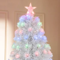 HOMCOM 7ft Tall Fir Artificial Christmas Tree with Realistic Branches, 280 Multi-Color Fiber Optic LED Lights and 280 Tips, White(m-11)