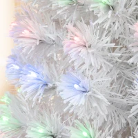 HOMCOM 7ft Tall Fir Artificial Christmas Tree with Realistic Branches, 280 Multi-Color Fiber Optic LED Lights and 280 Tips, White(m-12)