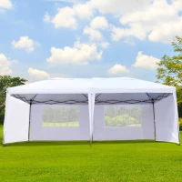 Outsunny 10' x 20' Pop Up Canopy Tent with 4 Sidewalls, Heavy Duty Tents for Parties, Outdoor Instant Gazebo with Carry Bag, for Outdoor, Garden, Patio, White(m-8)