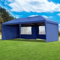 Outsunny 10' x 20' Pop Up Canopy Tent with 4 Sidewalls, Heavy Duty Tents for Parties, Outdoor Instant Gazebo with Carry Bag, for Outdoor, Garden, Patio, Blue(m-2)