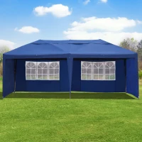 Outsunny 10' x 20' Pop Up Canopy Tent with 4 Sidewalls, Heavy Duty Tents for Parties, Outdoor Instant Gazebo with Carry Bag, for Outdoor, Garden, Patio, Blue(m-8)