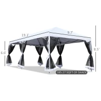 Outsunny 10' x 20' Pop Up Canopy Tent with Netting, Heavy Duty Large Party Tent, Instant Sun Shelter with Carry Bag for Backyard Garden Patio, Cream White(m-3)