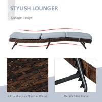 Outsunny Patio wicker lounger, Outdoor PE Rattan Wicker Chaise lounge chair w/ 5 Position Adjustable Back, Padded Cushion, Grey(m-6)