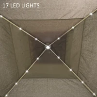 Outsunny 11' x 11' Pop Up Gazebo, Instant Canopy Tent with Solar LED Light, Remote Control, Netting and Carrying Bag for Backyard Garden Patio, Beige(m-8)