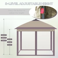 Outsunny 11' x 11' Pop Up Gazebo, Instant Canopy Tent with Solar LED Light, Remote Control, Netting and Carrying Bag for Backyard Garden Patio, Beige(m-6)