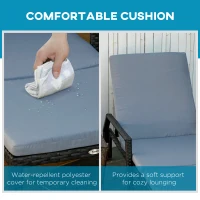 Outsunny Wicker Chaise Lounger PE Rattan Outdoor Lounge Chair Garden Chair Recliner with 5-Level Adjustable Backrest and 2 Wheels, Grey(m-6)