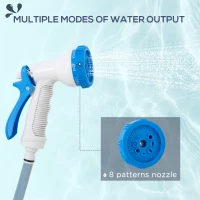 Outsunny Retractable Hose Reel 5/8" x 66ft w/ 8 Pattern Nozzle, Any Length Lock, Auto Rewind Slow Return System and 180° Swivel Wall Mounted Bracket(m-7)