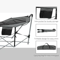 Outsunny Foldable Outdoor Hammock with Stand, Portable Hammock Bed with Carrying Bag and Pocket for Travel, Beach, Backyard, Patio, Hiking, Dark Grey(m-6)