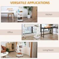 HOMCOM 4-Tier Rolling Metal Storage Cart, Utility Serving Cart with DIY Steel Pegboards & Lid for Kitchen, Home Office, White(m-7)