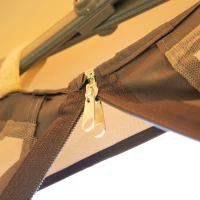 Outsunny 11' x 11' Pop Up Gazebo, Instant Canopy Tent with Solar LED Light, Remote Control, Netting and Carrying Bag for Backyard Garden Patio, Beige(m-10)