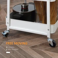 HOMCOM 4-Tier Rolling Metal Storage Cart, Utility Serving Cart with DIY Steel Pegboards & Lid for Kitchen, Home Office, White(m-6)