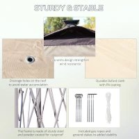 Outsunny 11' x 11' Pop Up Gazebo, Instant Canopy Tent with Solar LED Light, Remote Control, Netting and Carrying Bag for Backyard Garden Patio, Beige(m-7)