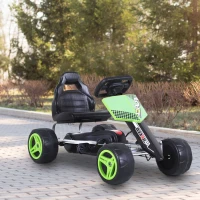 Aosom Kids Go Kart, 4 Wheeled Ride On Pedal Car, Racer for 3 years, for Boys and Girls, Outdoor - Green(m-10)