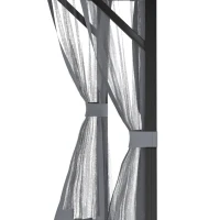 Outsunny 10' x 12' Hardtop Gazebo Canopy with Galvanized Steel Double Roof, Skylight Window, Aluminum Frame, Outdoor Permanent Pavilion with Netting, for Patio, Garden, Backyard, Black(m-7)