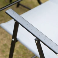 Outsunny 8 Piece Patio Dining Set with Table Umbrella, 6 Folding Chairs and Rectangle Dining Table, Outdoor Patio Furniture Set, Grey(m-9)