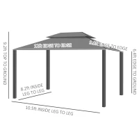 Outsunny 10' x 12' Hardtop Gazebo Canopy with Galvanized Steel Double Roof, Skylight Window, Aluminum Frame, Outdoor Permanent Pavilion with Netting, for Patio, Garden, Backyard, Black(m-3)