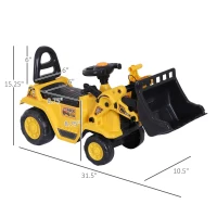 HOMCOM 3 in 1 Ride On Toy Bulldozer Digger Tractor Pulling Cart Pretend Play Construction Truck(m-3)