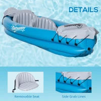 Outsunny 2-Person Inflatable Kayak, Inflatable Boat, Inflatable Canoe Set With Air Pump, Aluminum Oars, Blue(m-5)
