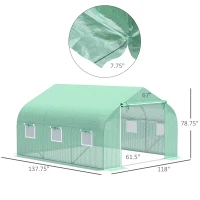 Outsunny 11.5' x 10' x 6.5' Outdoor Portable Walk-In Tunnel Greenhouse with Windows-Deep Green(m-3)