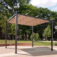 Outsunny 10' x 10' Outdoor Pergola Aluminum Gazebo w/ Retractable Canopy for Patio, Backyard, Party, Brown(m-8)