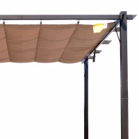 Outsunny 10' x 10' Outdoor Pergola Aluminum Gazebo w/ Retractable Canopy for Patio, Backyard, Party, Brown(m-10)