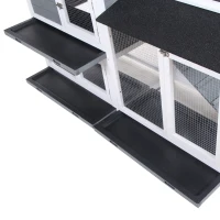 PawHut 2-tier Indoor Rabbit Enclosure, Wood Hutch Backyard Small Animal House Ramp Outdoor Run Enclosed(m-10)